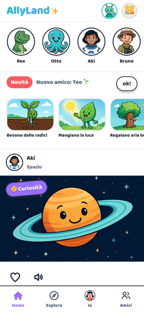 La schermata principale di AllyLand